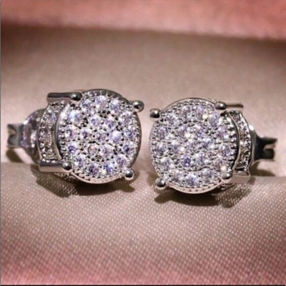 #32 Gold Micro Pave Stud Earrings - Picture 7 of 9